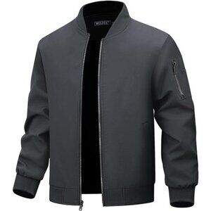 Men's Bomber Jacket Lightweight Casual Windbreaker Zip Up Coat with